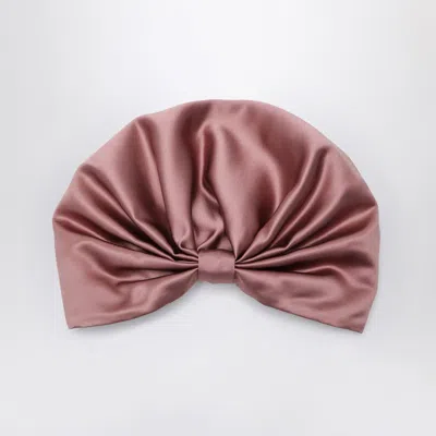 Valentino Wrap-around Silk Turban With Voluminous Effect In Beige And Gold In Pink
