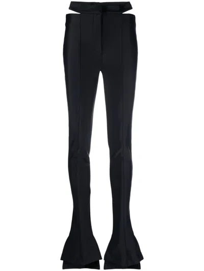 Mugler Cutout Scuba Mid-rise Flared Pants In Black