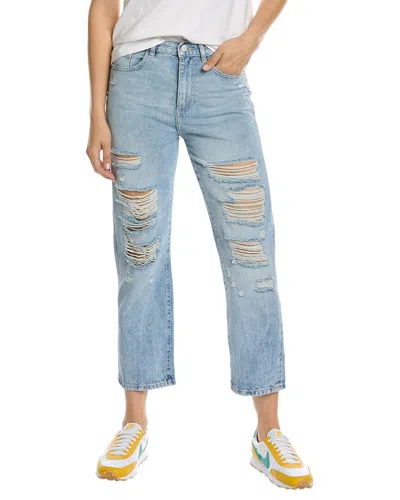 Dl1961 Emilie Straight Ultra High-rise Vintage Super Light Shredded Ankle Cut In Blue