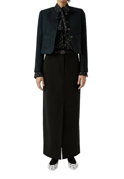 Shop Beatrice B Long Pencil Wool Twill Skirt In Black
