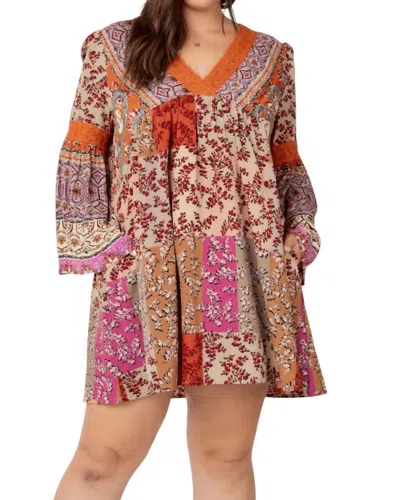 Davi & Dani Danielle Colorblock A-line Dress Plus In Brick Multi In Multi