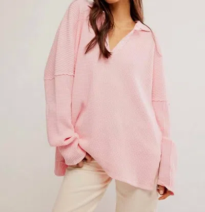 Free People Travis Polo In Pale Rosette In Multi