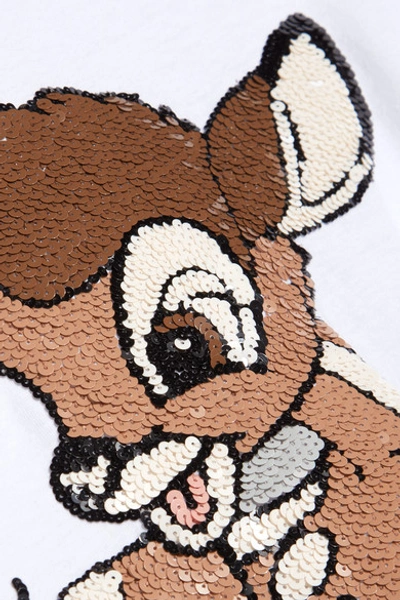 Shop Markus Lupfer Bambi Sequin-embellished Cotton-jersey T-shirt