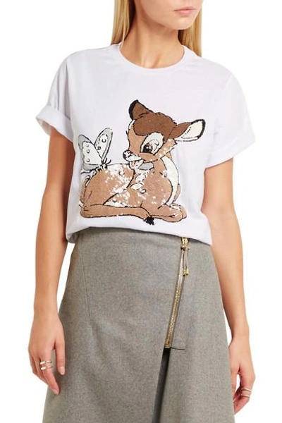 Shop Markus Lupfer Bambi Sequin-embellished Cotton-jersey T-shirt