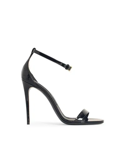 Dolce & Gabbana Devotion 105 Patent Leather Sandals In Black