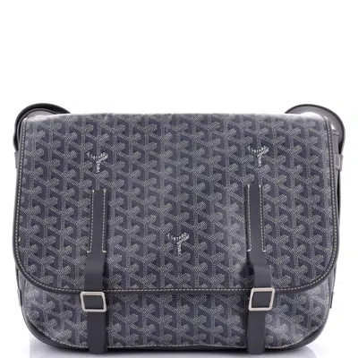 Pre-owned Goyard Belvedere Messenger Bag Coated Canvas Gm In Grey