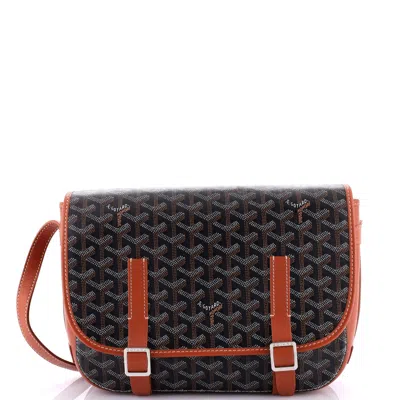 Pre-owned Goyard Belvedere Messenger Bag Coated Canvas Mm In Black
