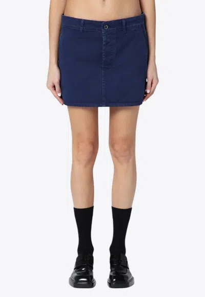 Miu Miu Embroidered Logo Mini Skirt In Blue