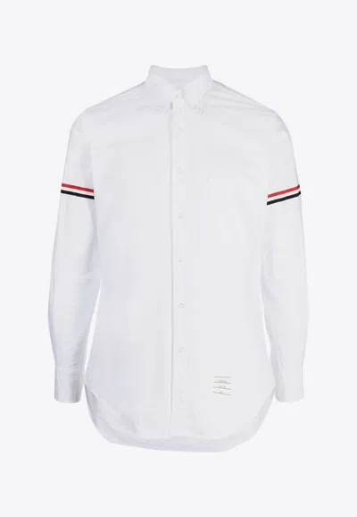 Thom Browne Oxford Button-down Shirt With Rwb Armbands In White