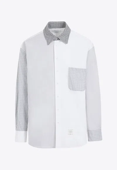 Thom Browne White Cotton Funmix Oversized Long Sleeve Shirt In White