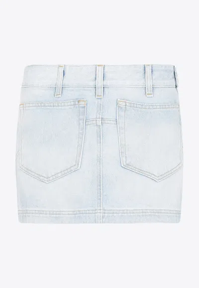 Attico Sky Blue Abra Mini Denim Skirt In Blue