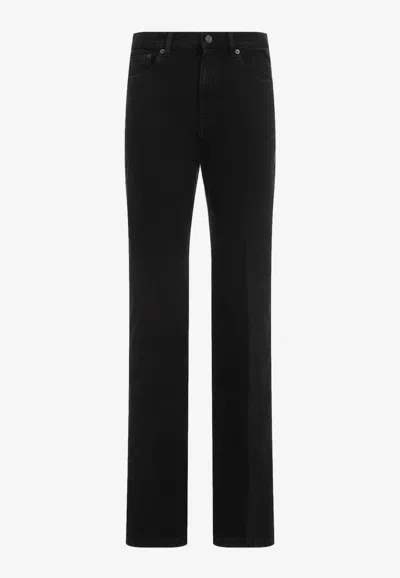 Saint Laurent Mid Rise Straight Jeans Women In Black