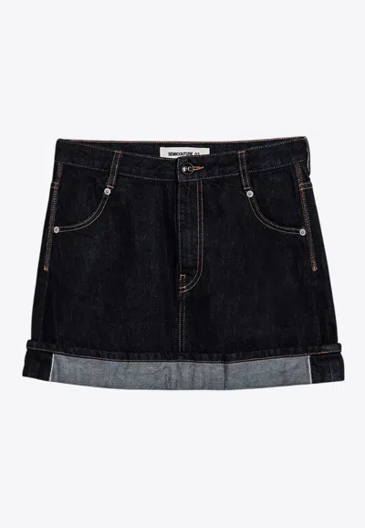 Semicouture Floriane Miniskirt In Dark Denim In Blue