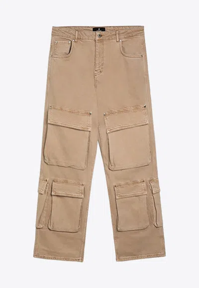 Represent Cargo Trousers With Multiple Pockets In Beige