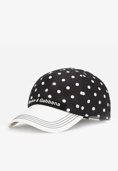 Dolce & Gabbana Polka-dot Printed Baseball Cap In Monochrome