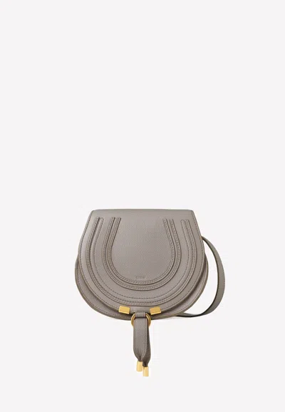 Chloé Marcie Small Crossbody Bag In Grained Calfskin In Gray
