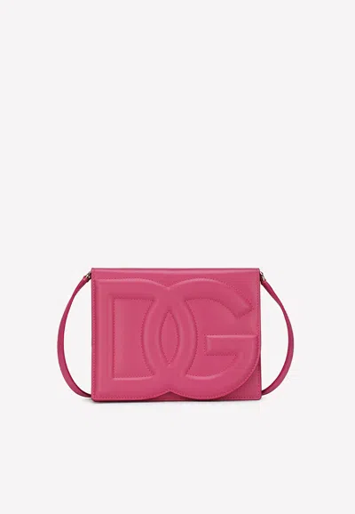 Dolce & Gabbana Dg Leather Flap Crossbody Bag In Raspberry
