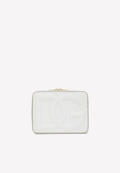 Dolce & Gabbana Medium Logo Camera Bag In Calf Leather In White