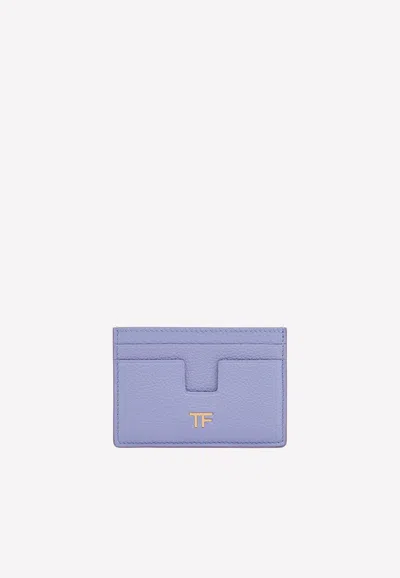 Tom Ford Tf Classic Cardholder In Grained Leather In Lavender