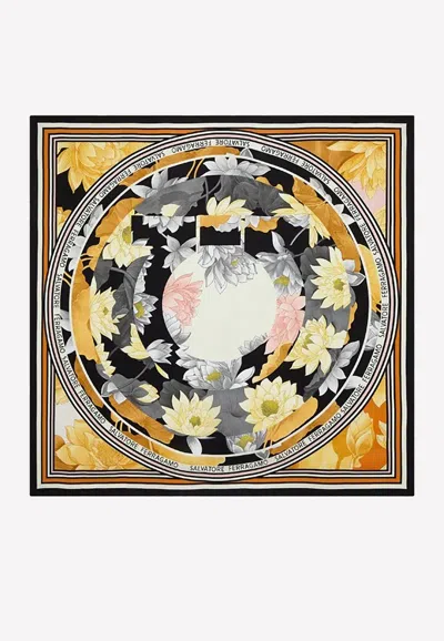 Ferragamo Ninfee Print Silk Scarf In Multicolor