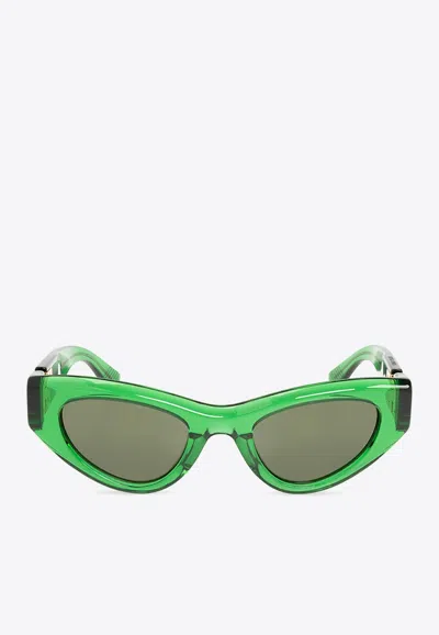 Bottega Veneta Inverted Triangle Acetate Cat-eye Sunglasses In Green