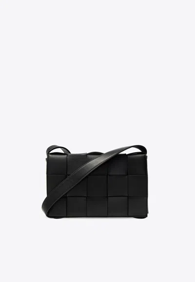 Bottega Veneta Womens Black Cassette Small Intrecciato Leather Cross-body Bag In Black