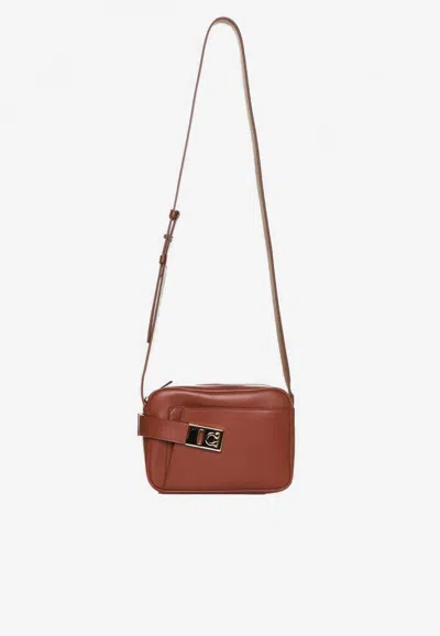 Ferragamo Logo Camera Cross-body Bag In Cognac