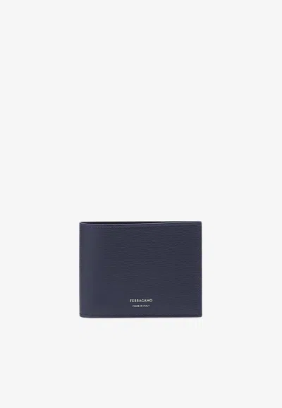 Ferragamo Classic Logo Bi-fold Leather Wallet In Midnight Blue