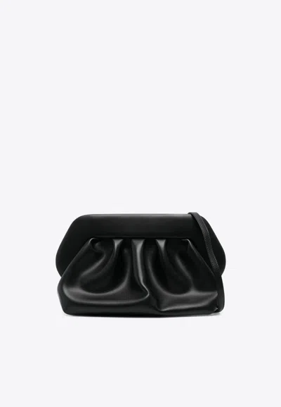 Themoirè Gathered Pleated Rectangular Clutch Bag In Black