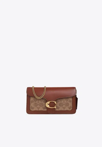 Coach Tabby Monogram Jacquard Chain Clutch In Tan