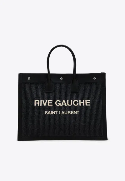 Saint Laurent Rive Gauche Logo Tote Bag In Black