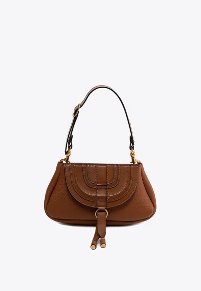Chloé Brown Leather Marcie Clutch In Tan