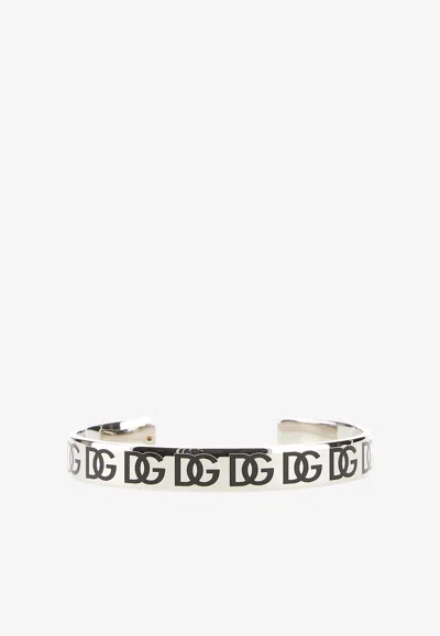 Dolce & Gabbana Logo Monogram Cuff Bracelet In Metallic