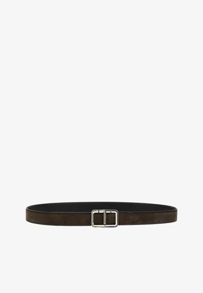 Tom Ford Men Logo Reversible Belt In Brown