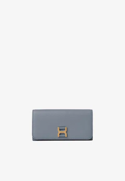 Chloé Long Marcie Wallet In Calf Leather In Blue
