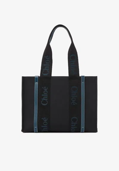 Chloé Medium Woody Tote Bag In Black