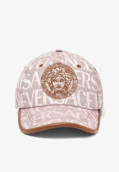 Versace La Medusa Embroidered Baseball Cap In Pink