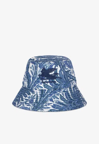 Etro Cappello Logo-embroidered Bucket Hat In Blue