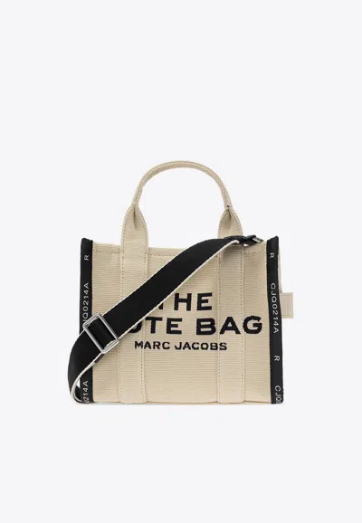 Marc Jacobs The Small Logo Jacquard Tote Bag In Beige