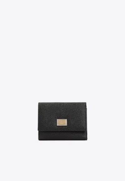 Dolce & Gabbana Dauphine Calfskin French-flap Wallet In Black