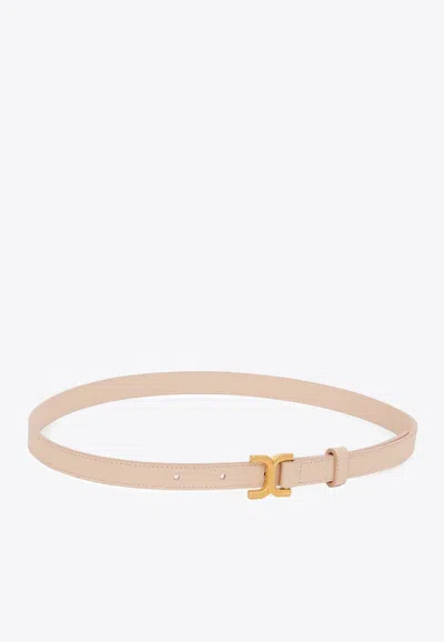Chloé Marcie Grained Leather Skinny Belt In Pink