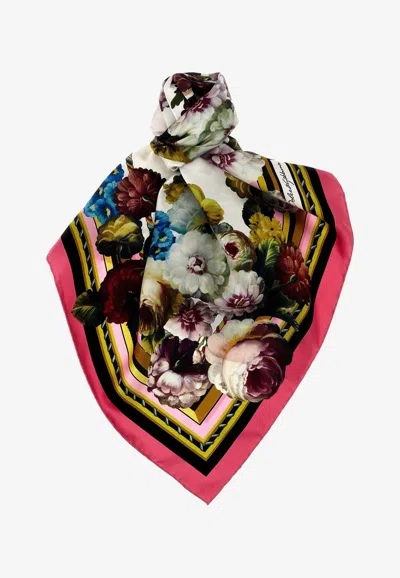 Dolce & Gabbana Floral Print Silk Scarf In Multicolor