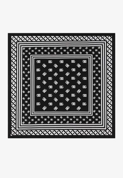 Dolce & Gabbana Logo-print Silk Scarf In Black