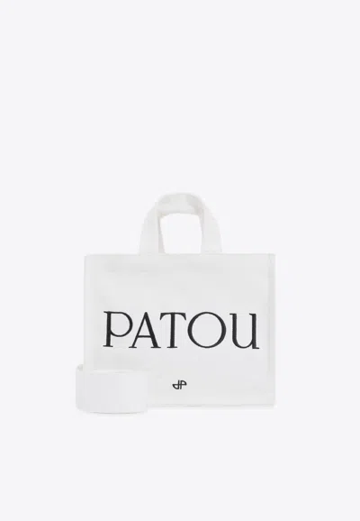 Patou Small Logo-printed Top Handle Bag In White