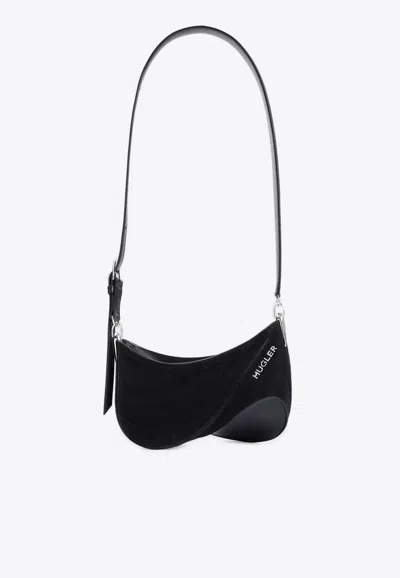 Mugler Black Spiral Curve 01 Shoulder Bag In Black