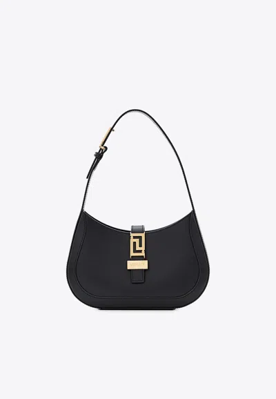 Versace Small Greca Goddess Hobo Shoulder Bag In Black