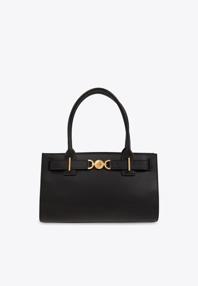 Versace Medusa 95 Large Leather Tote Bag In Black