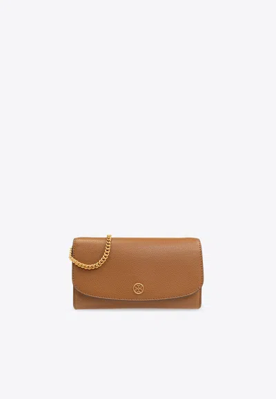 TORY BURCH MINI ROBINSON LEATHER CHAIN CLUTCH 