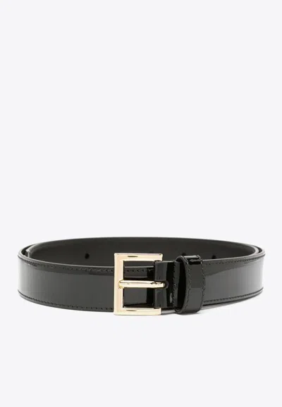 Prada Black Logo Plaque Belt In Black