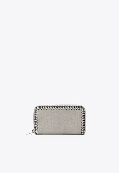 Stella Mccartney Falabella Zip-around Continental Wallet In Gray